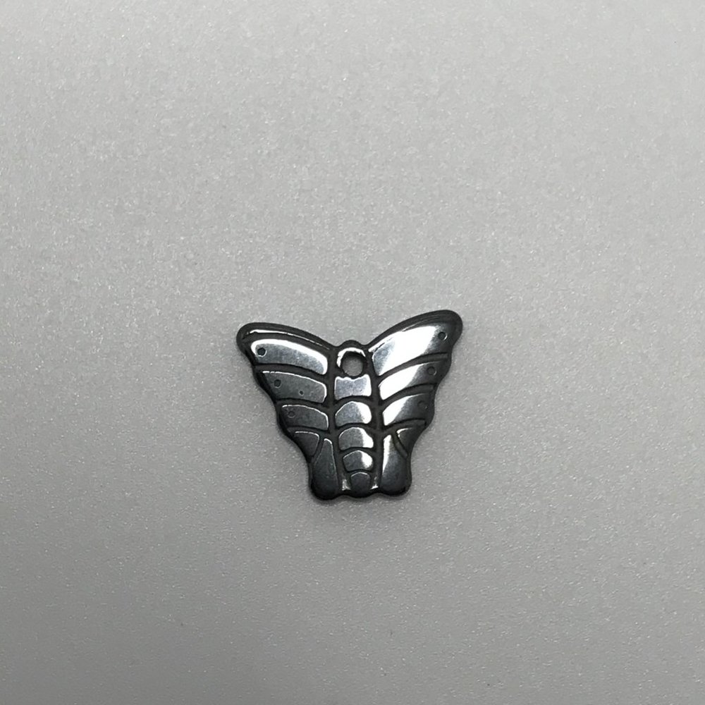 Small Hematite Butterfly Pendant